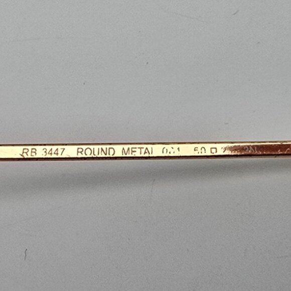 *SOLD*Ray-Ban RB3447 001 Round Metal Arista Gold Frame G-15 Green Glass Sunglass - Picture 6 of 16